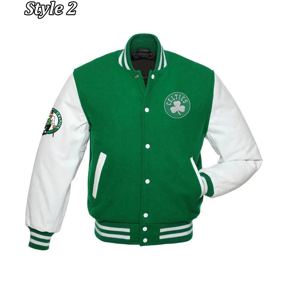 Boston Celtics Varsity Green and White Jacket