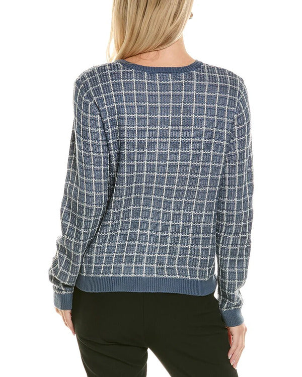 Grosse Pointe Garden Society Nancy Travis Blue Check Cardigan