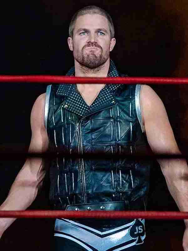 Heels Stephen Amell Black Leather Vest