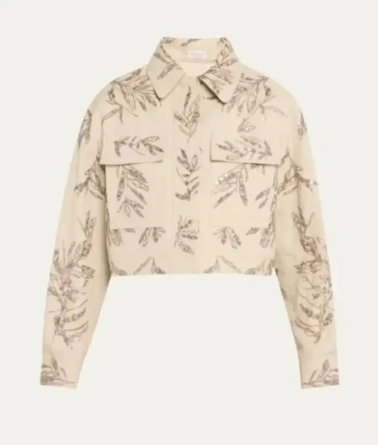 Herbarium Paillette Embroidered Cropped Jacket