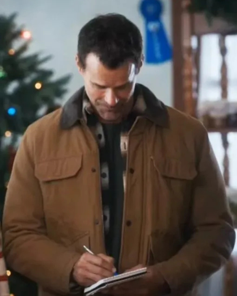 Home Sweet Christmas 2024 Cameron Mathison Brown Jacket