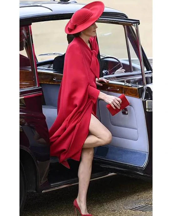 Horse Guard Parade Kate Middleton Red Bow Coat