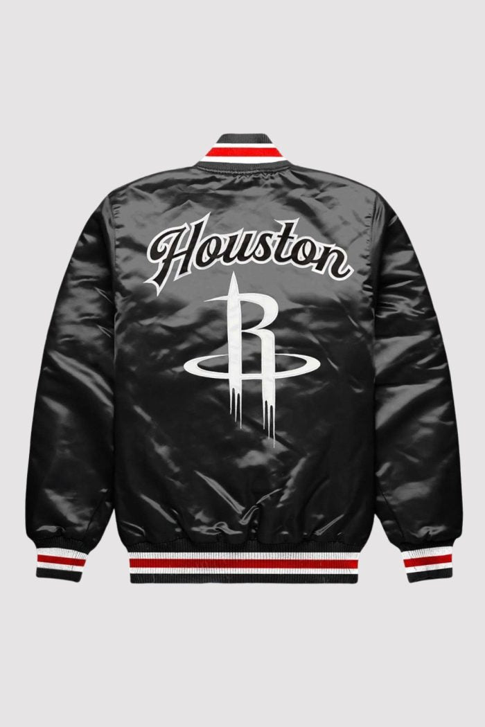 HoustonRocketsExclusiveBlackSatinJacket