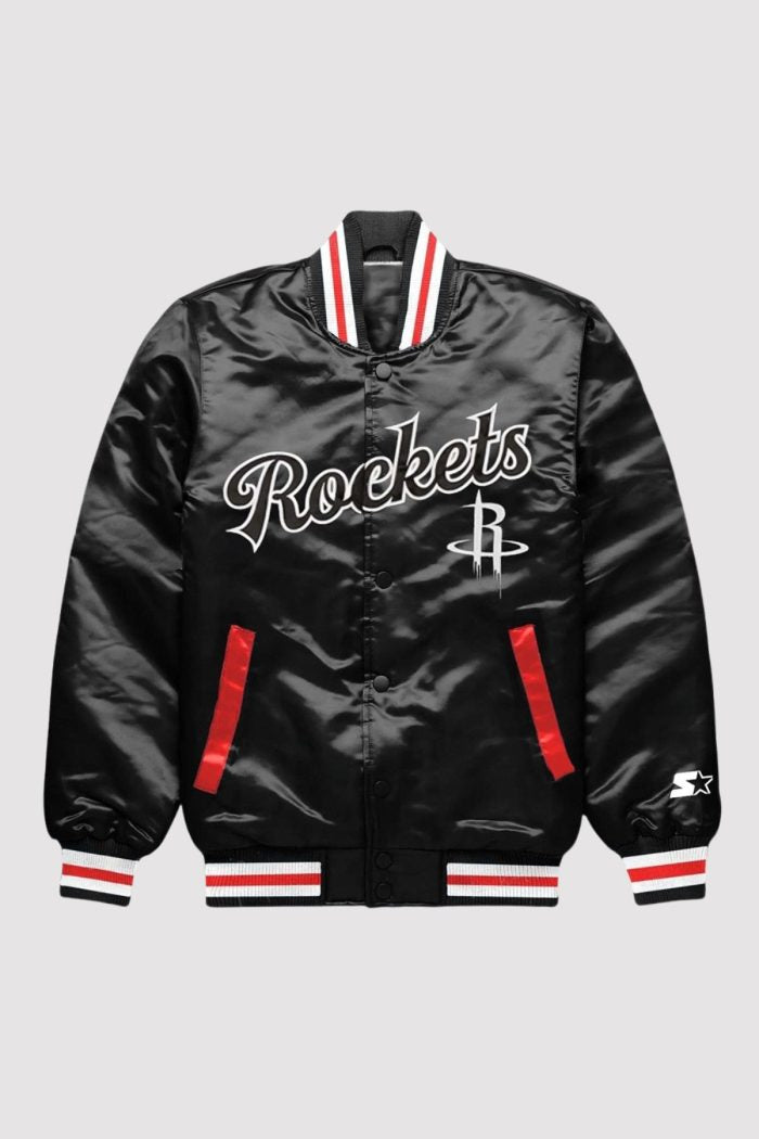 HoustonRocketsExclusiveBlackSatinJackets