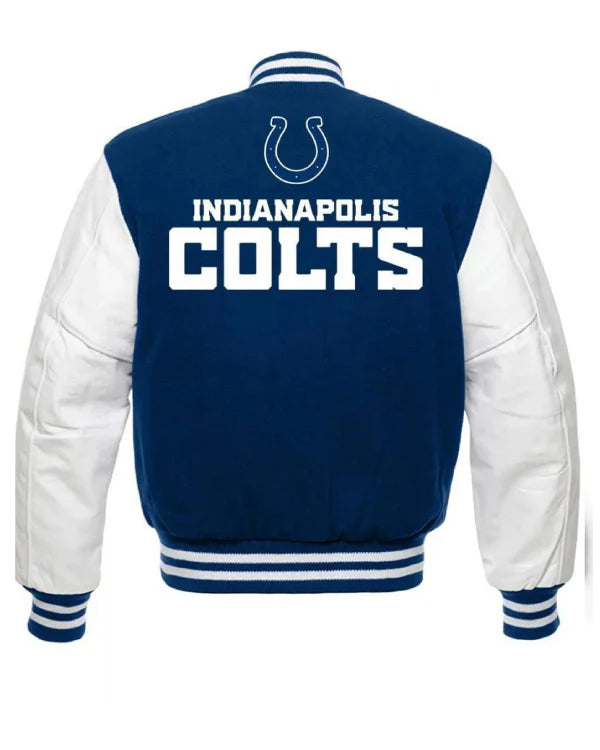 Indianapolis Colts Blue and White Letterman Jacket