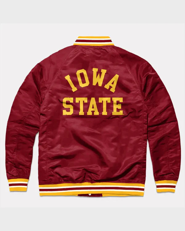 Iowa State Cyclones Burgundy Varsity Satin Jacket