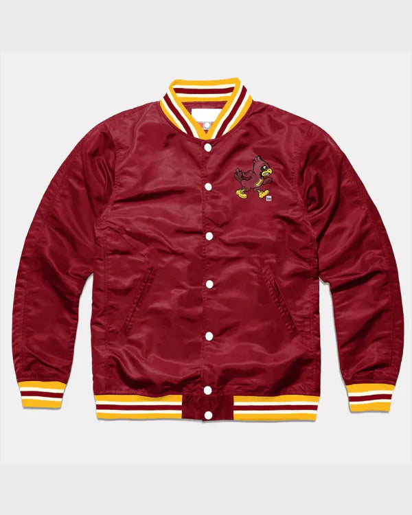 Iowa State Cyclones Burgundy Varsity Satin Jacket