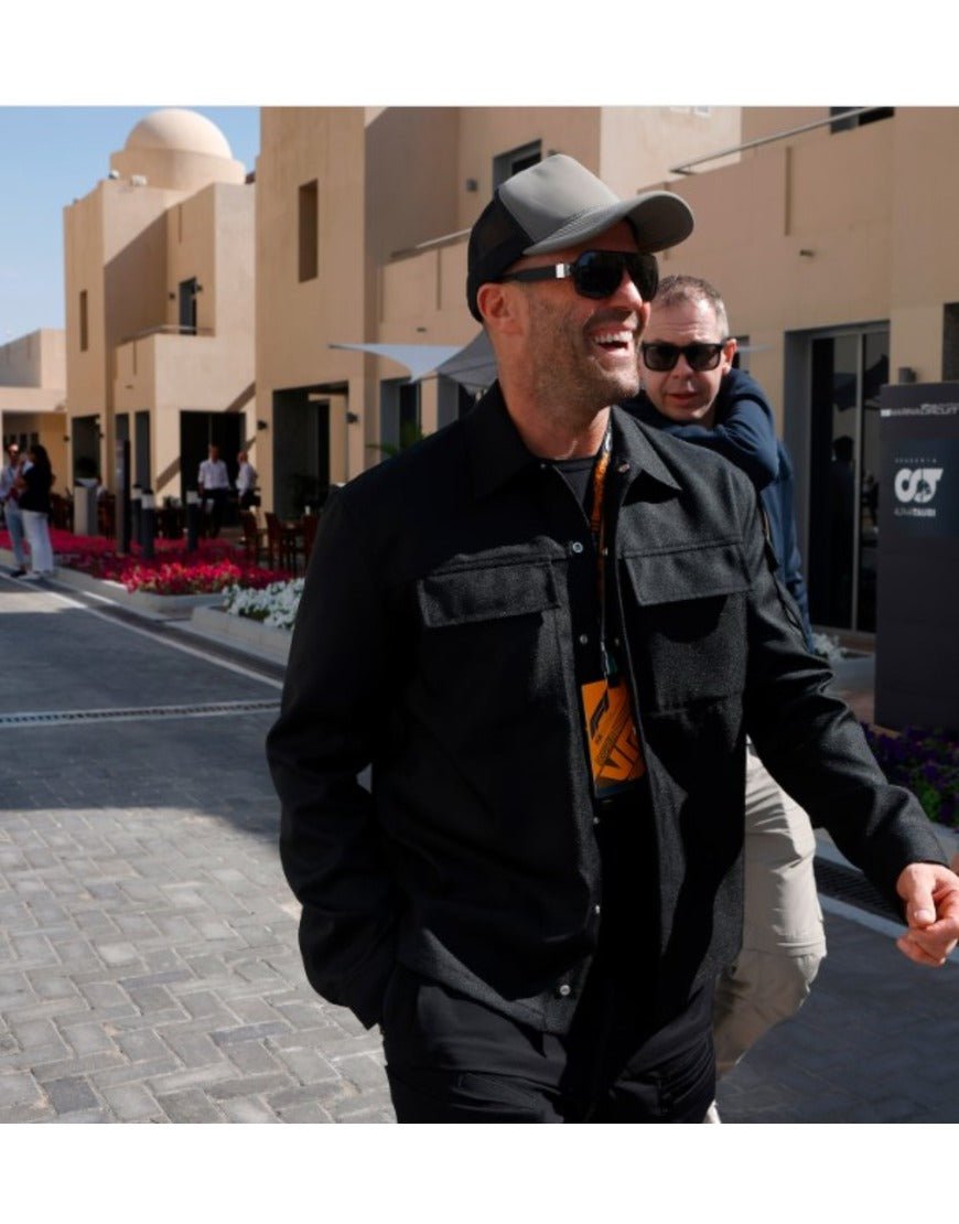 Jason Statham F1 Abu Dhabi Grand Prix 2023 Black Jacket