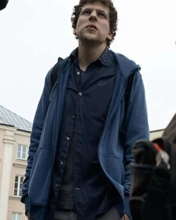 Jesse Eisenberg A Real Pain 2024 Blue Hoodie