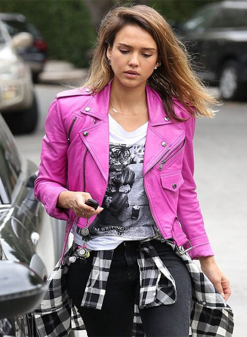 Jessica Alba Out In Beverly Hills Leather Jacket