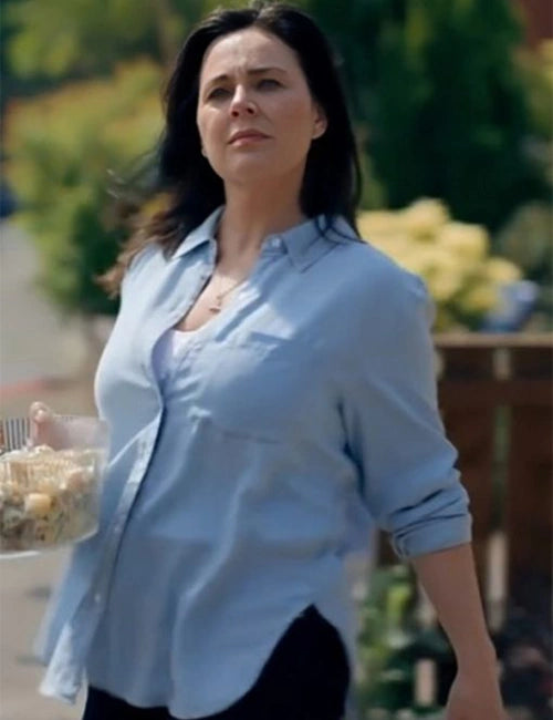 Jill Halfpenny The Feud Blue Shirt