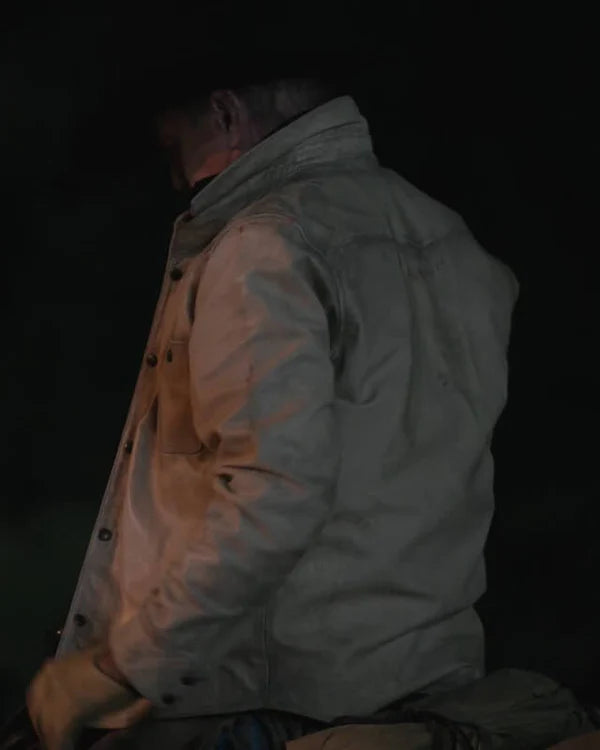 John Dutton Yellowstone White Leather Jacket S05