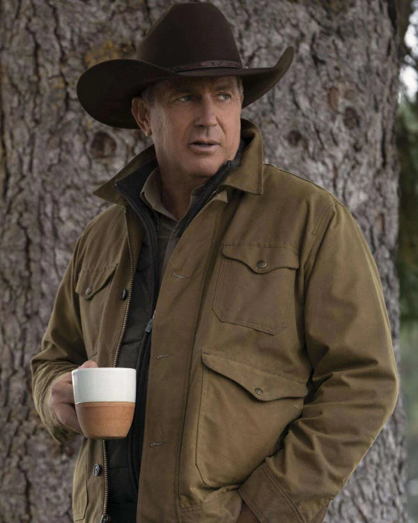 John Dutton Yellowstone Kevin Costner Brown Cotton Jacket