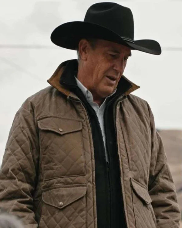 John Dutton Yellowstone Season 4 Kevin Costner Brown Quilted Jacket