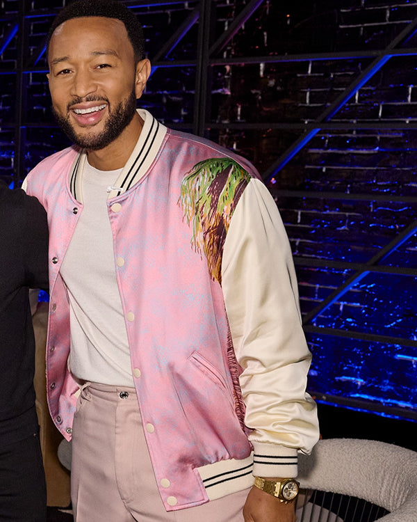 John Legend The Voice S25 Pink Bomber Jacket