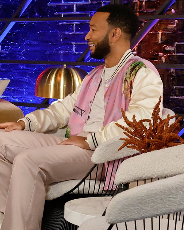 John Legend The Voice S25 Pink Bomber Jacket