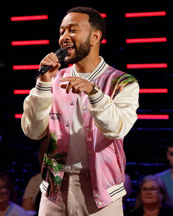 John Legend The Voice S25 Pink Bomber Jacket