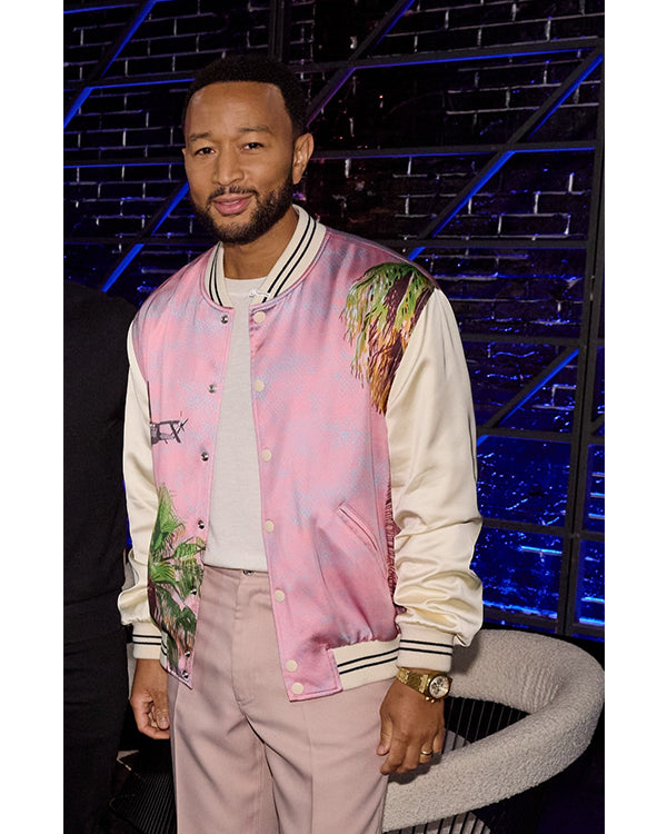 John Legend The Voice S25 Pink Bomber Jacket