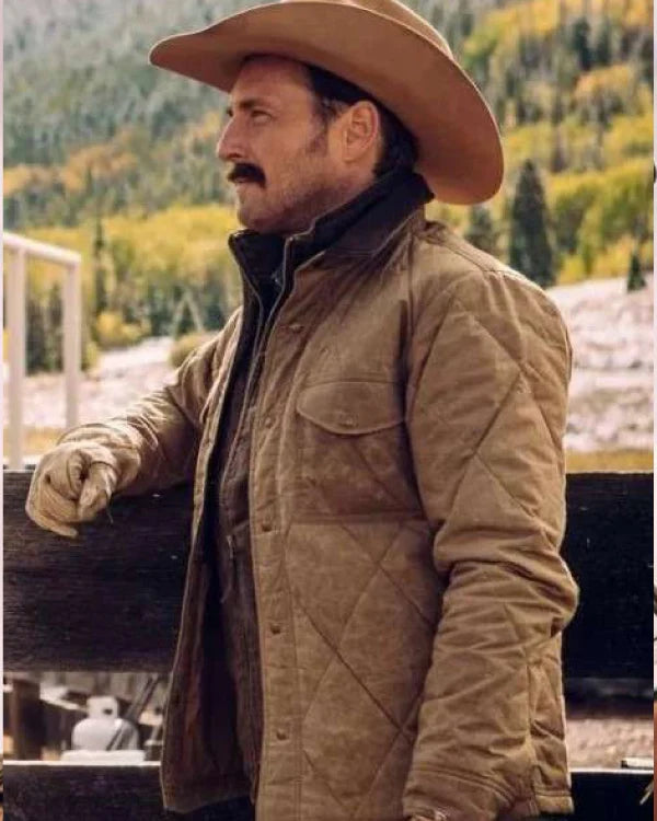 Josh Lucas Yellowstone Season 5 Brown Quilted Jacket