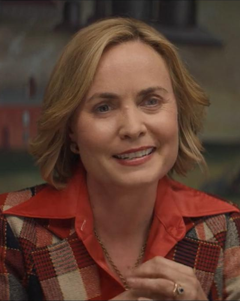 Last Days Of The Space Age 2024 Radha Mitchell Red Plaid Blazer