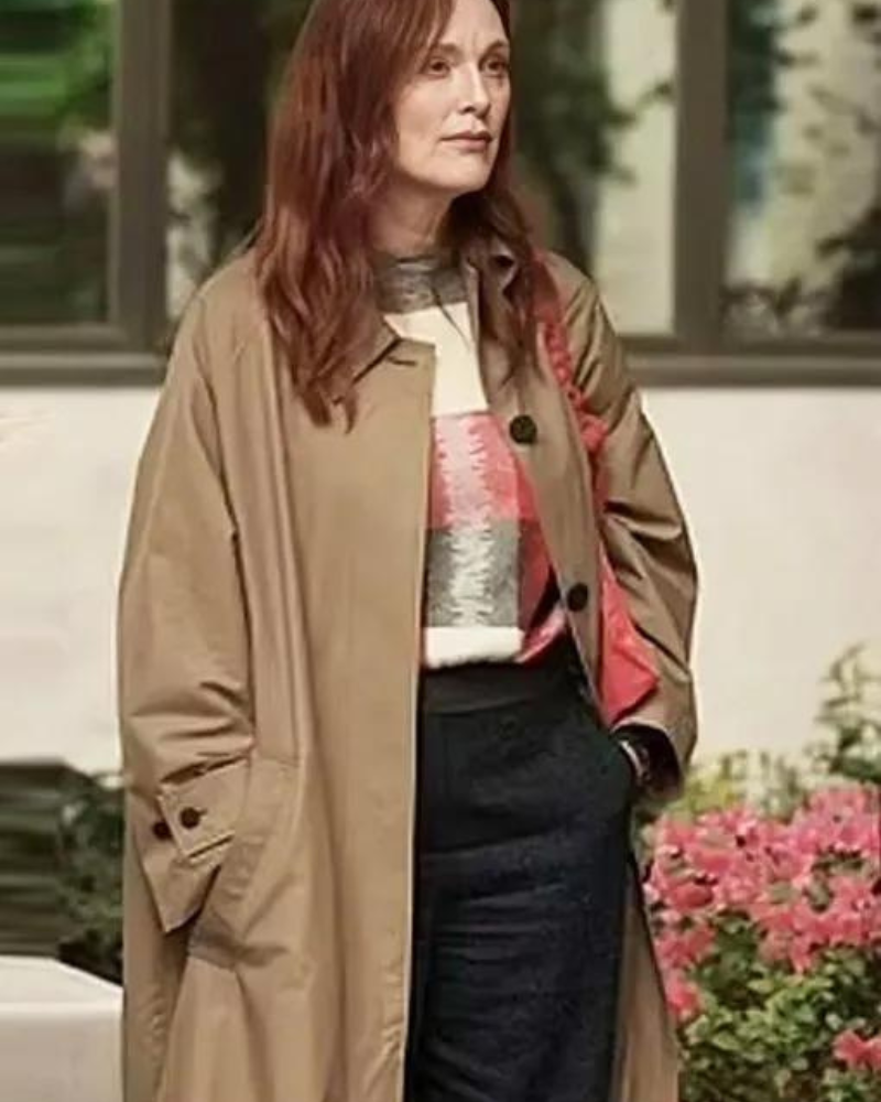 The Room Next Door 2024 Julianne Moore Brown Coat