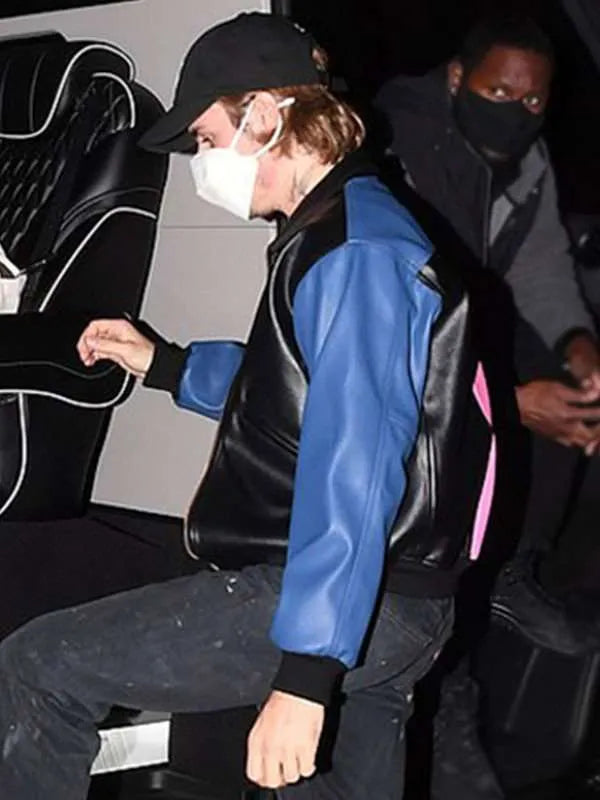 Justin Bieber Bomber Tricolor Leather Jacket