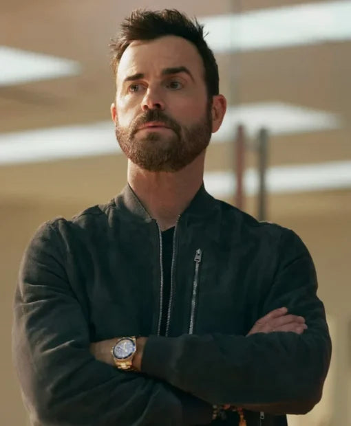 Justin Theroux Running Point S01 Suede Bomber Jacket