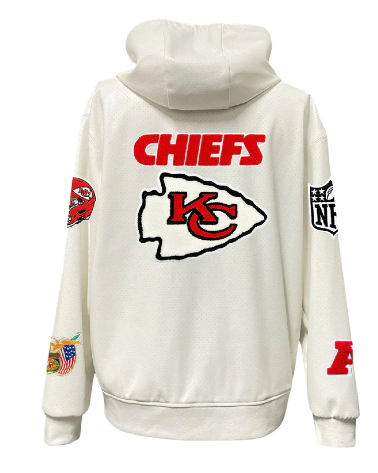 Kansas City Chiefs Lightweight White Vegan Zip-up Hooded Jacket