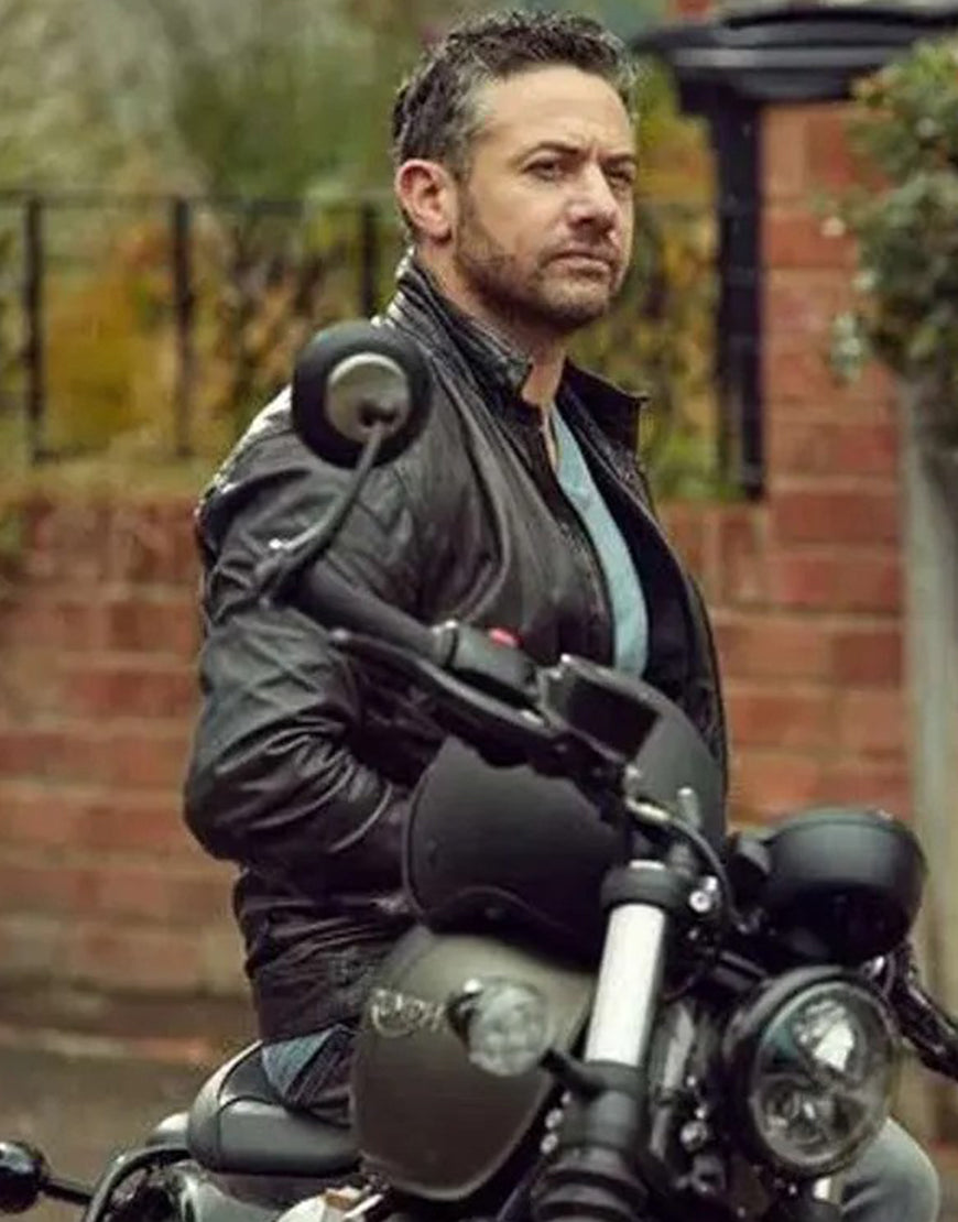 Trigger Point S02 Warren Brown Black Leather Jacket