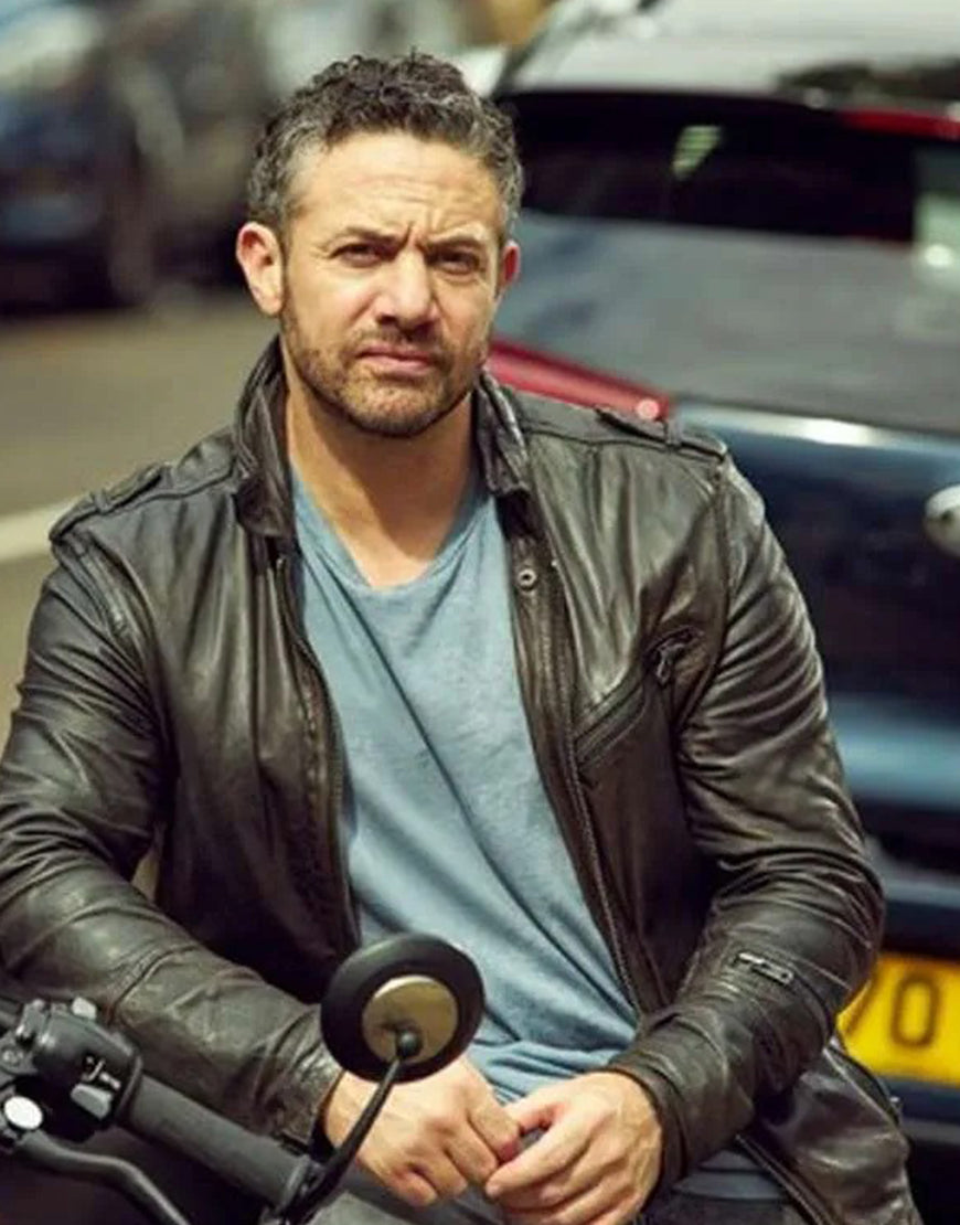 Trigger Point S02 Warren Brown Black Leather Jacket