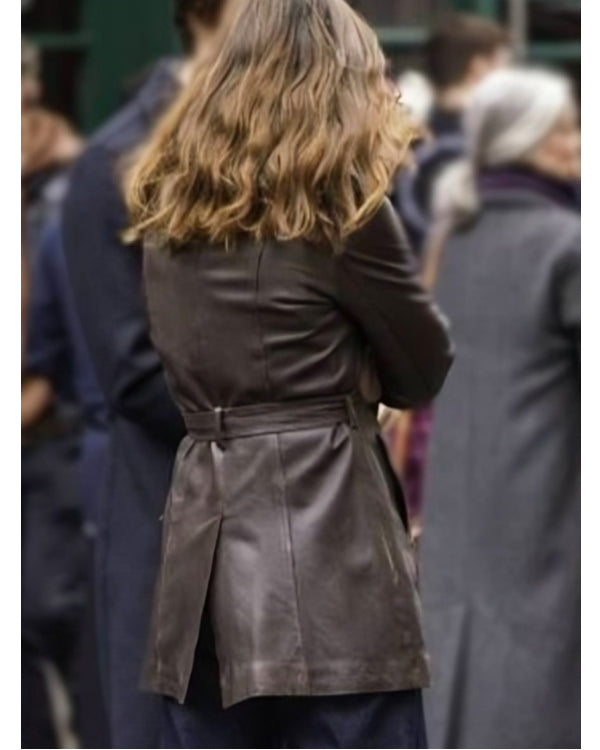 KeiraKnightleyBlackDovesHelenWebbBrownLeatherCoat