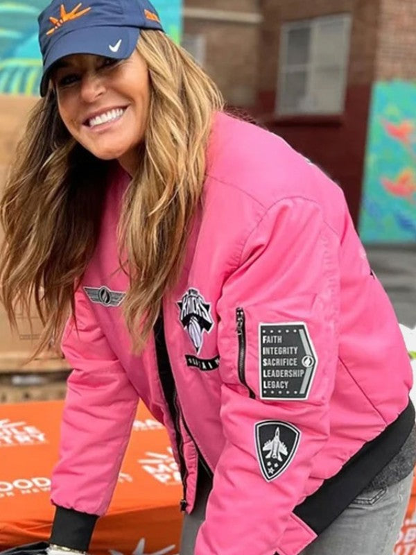 Kelly Bensimon Knicks Pink Flight Jacket