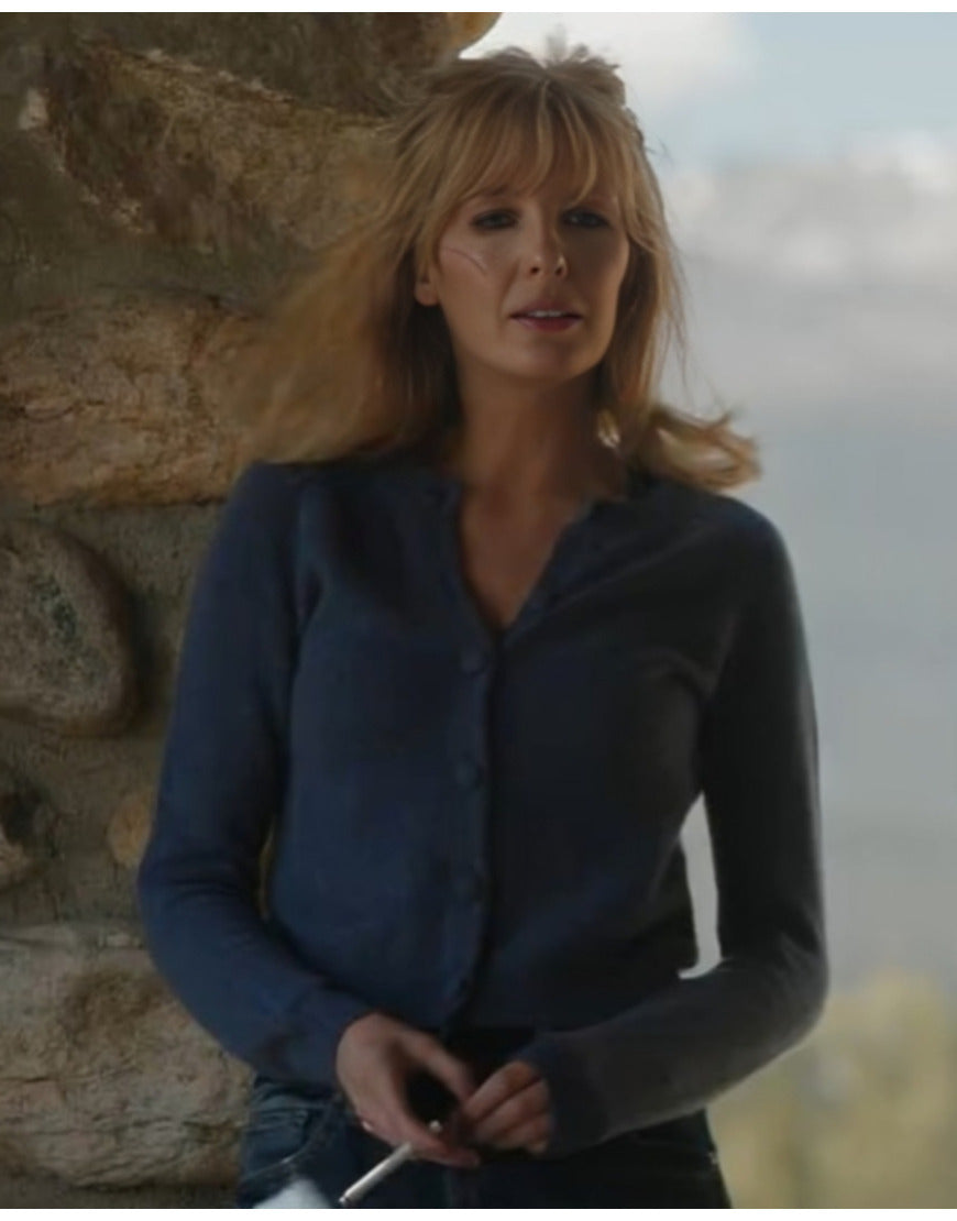 KellyReillyTVSeriesYellowstoneS05BethDuttonBlueCardigan