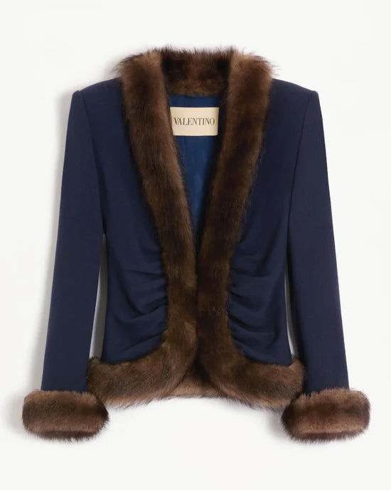 Kendall Jenner Wool Crepe Blue Jacket