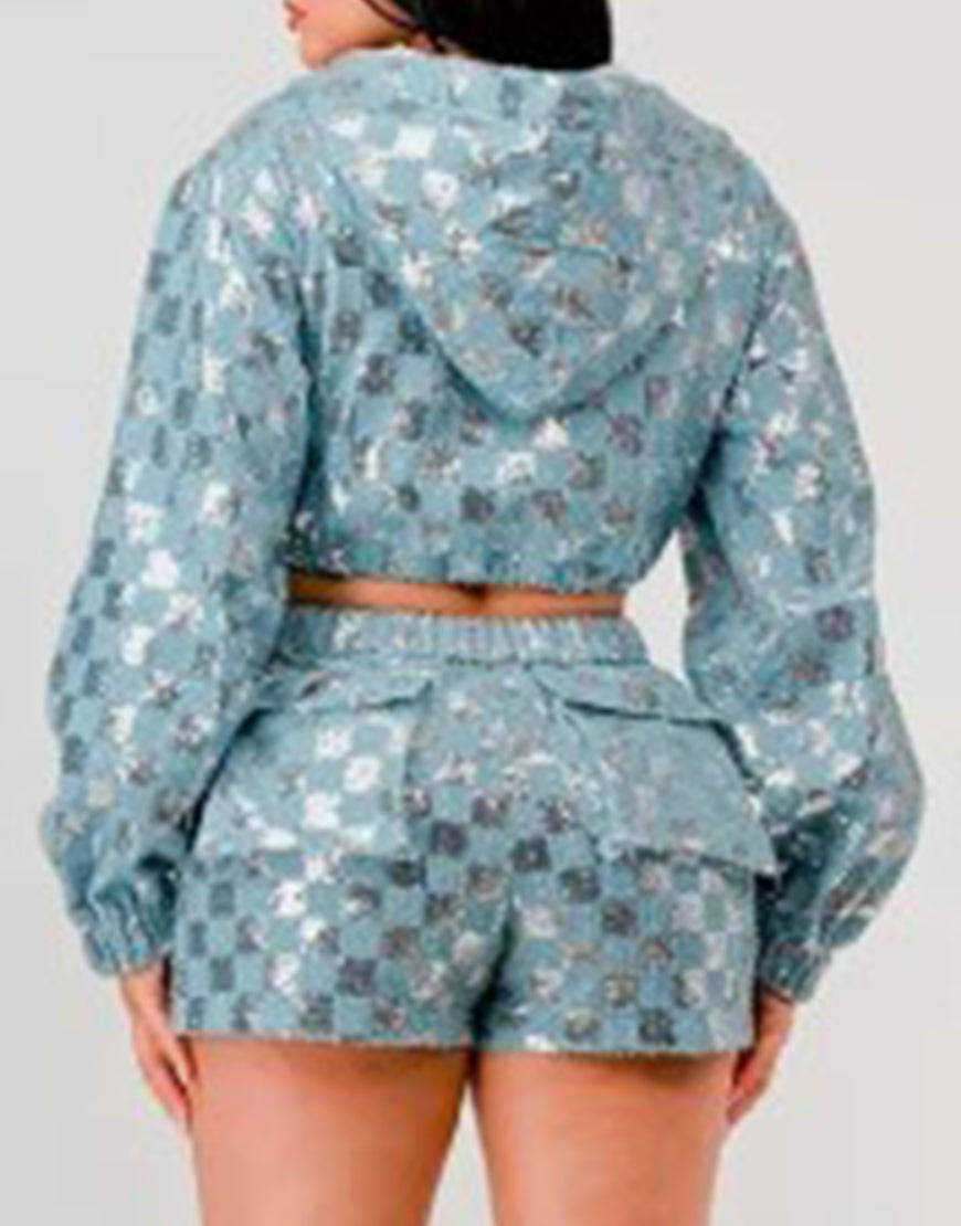 Kinda Pregnant 2025 Lizze Broadway Checkered Crop Jacket