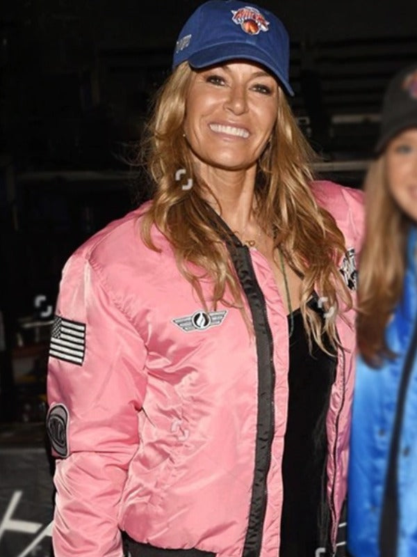 Kelly Bensimon Knicks Pink Flight Jacket