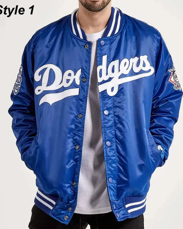 LA Dodgers National Royal Blue Satin Jacket