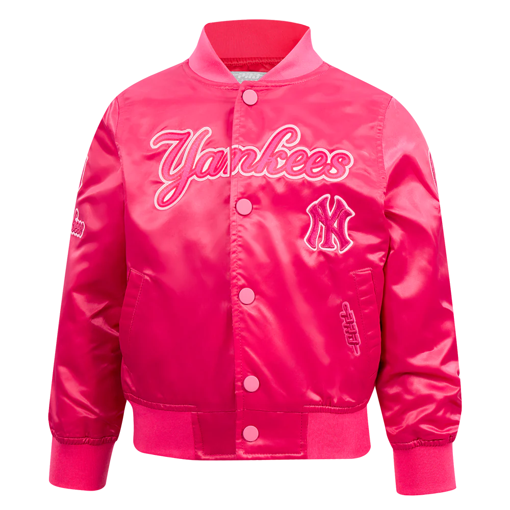 New York Yankees Triple Pink Toddler Girls Satin Jacket