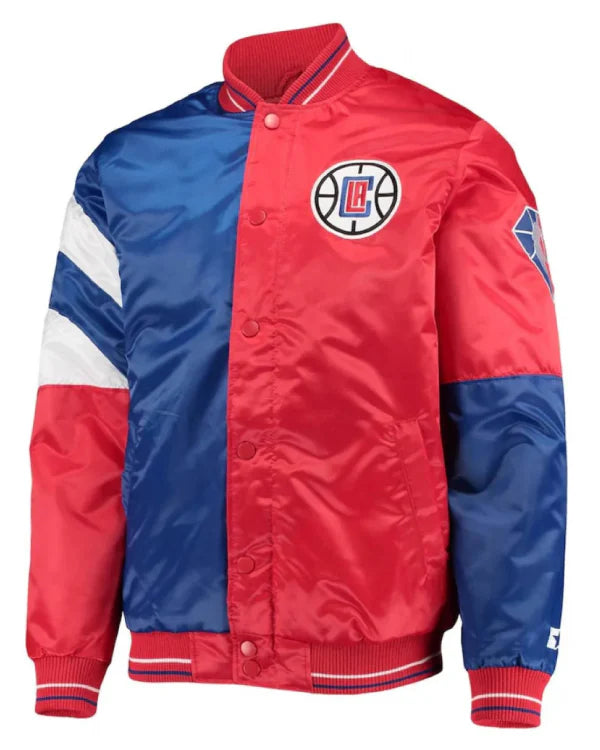 La Clippers Color Block Satin Red And Blue Jacket