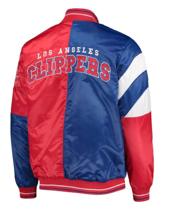 La Clippers Color Block Satin Red And Blue Jacket