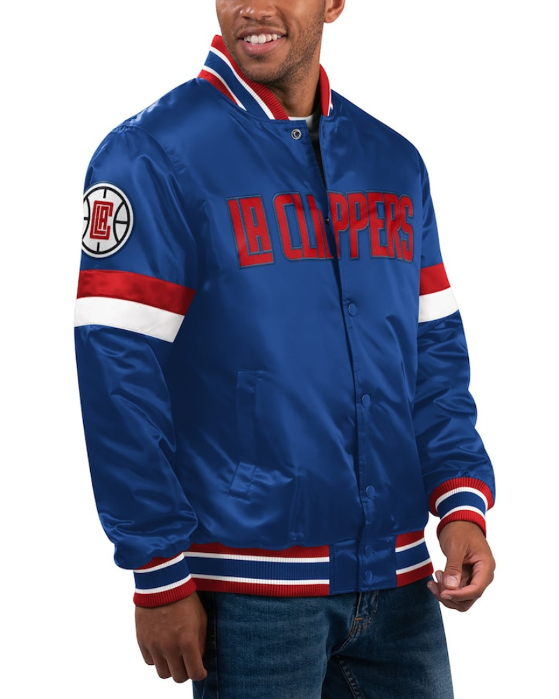 La Clippers Starter Home Game Satin Full-snap Royal Blue Varsity Jacket