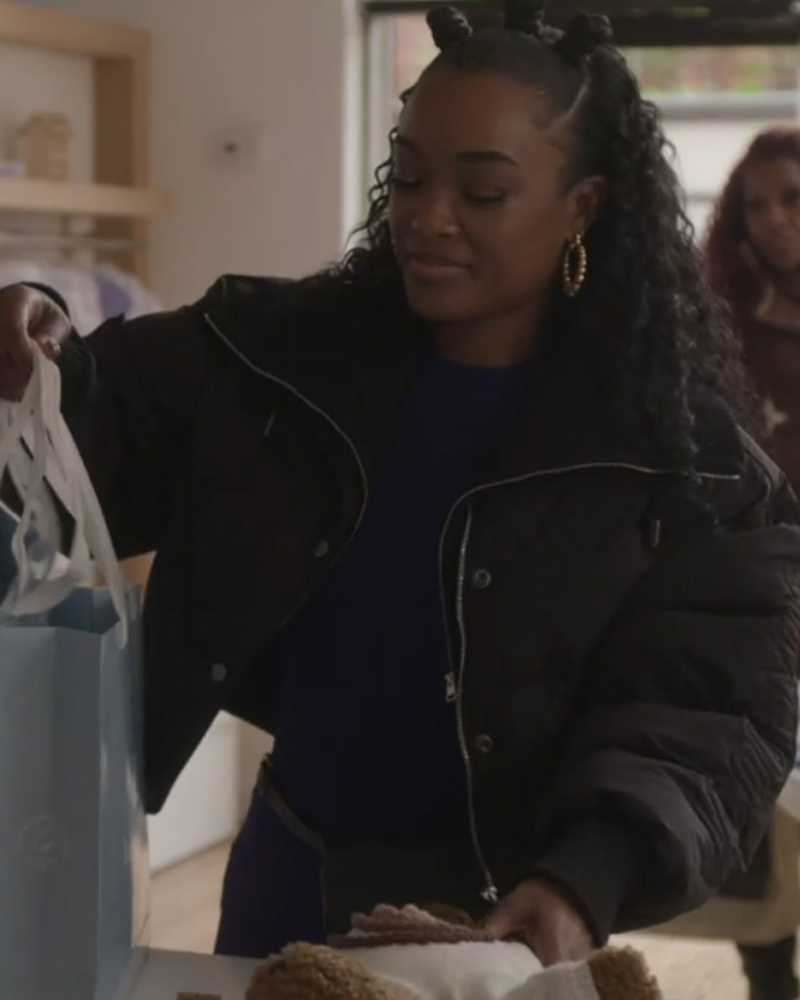 Power Book II Ghost S04 Diana Tejada Black Crop Puffer Jacket