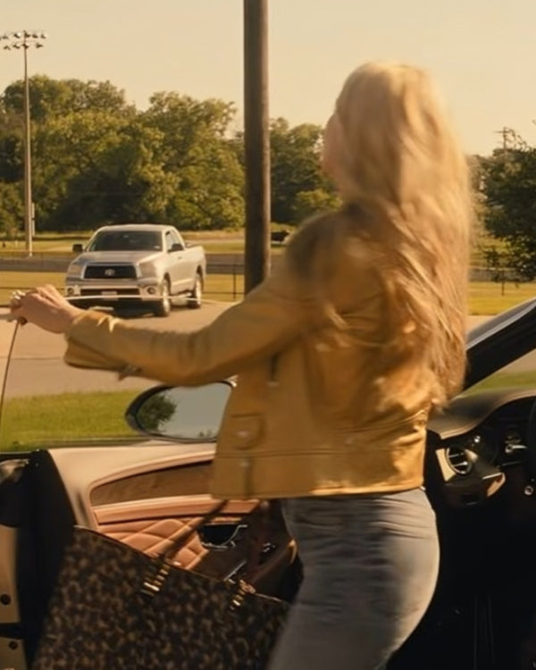 Landman Ali Larter Gold Leather Biker Jacket