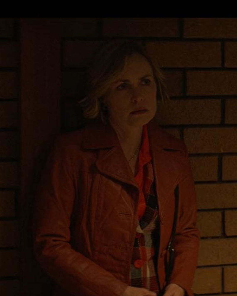 Last Days Of The Space Age 2024 Radha Mitchell Brown Leather Jacket
