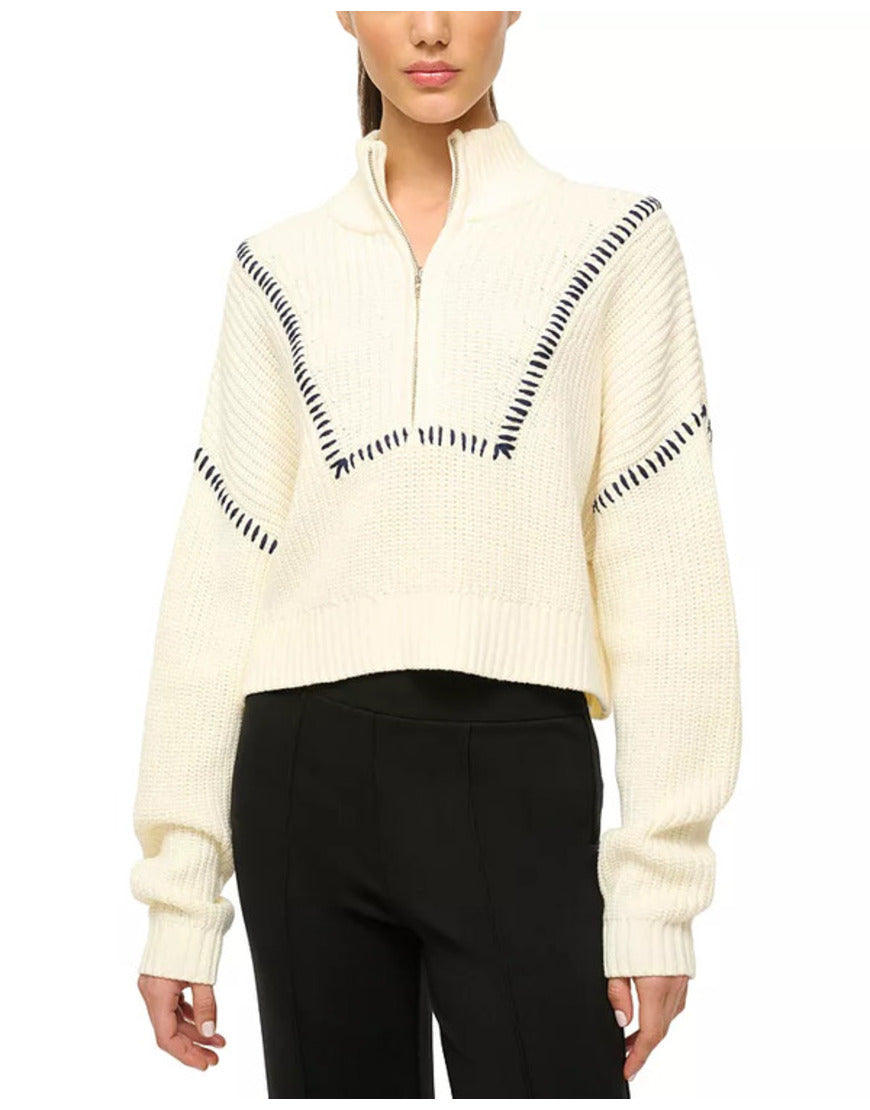 All American S07 Greta Onieogou Stitch Trim Half Zip Sweater