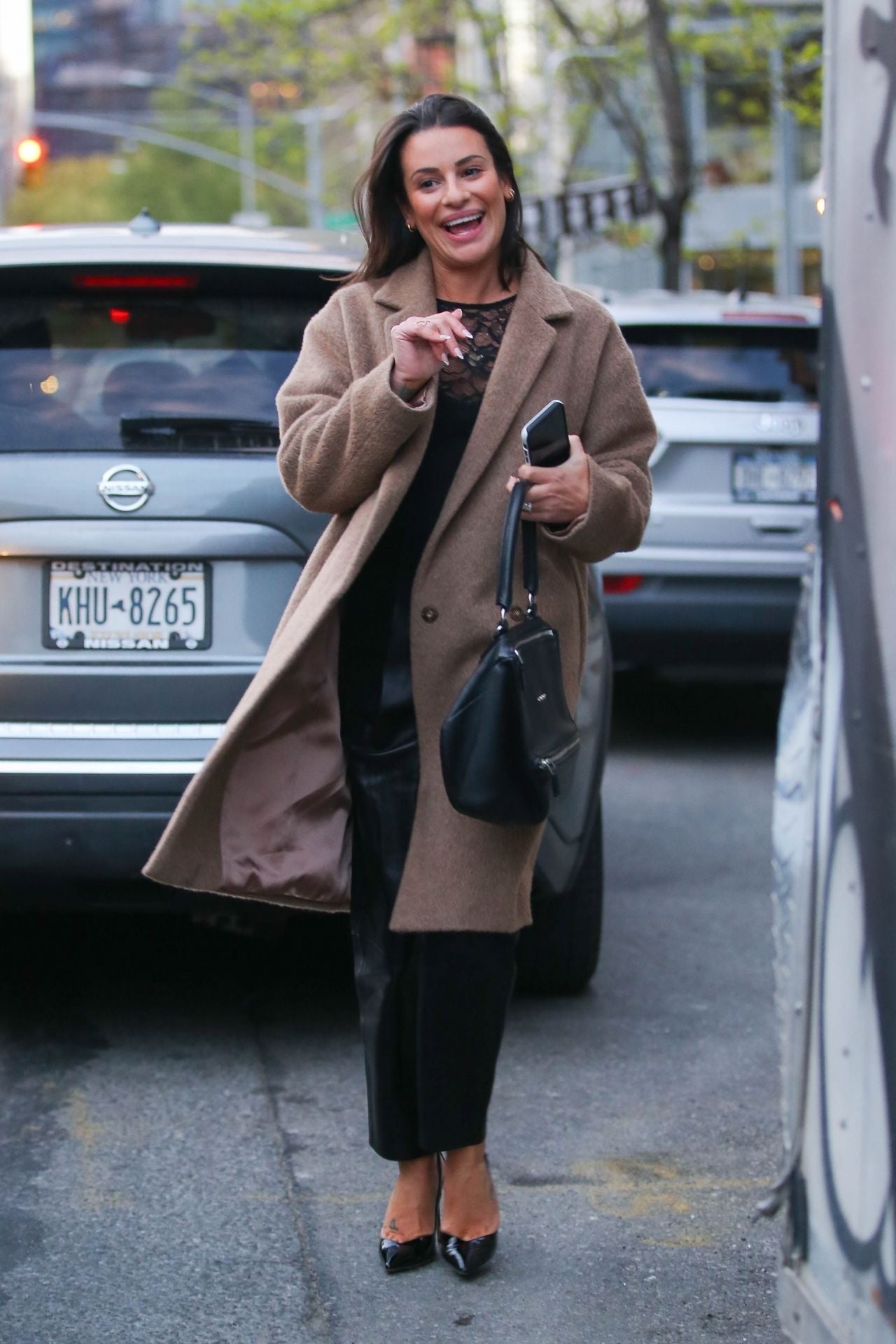 Lea Michele Newyork Brown Long Coat