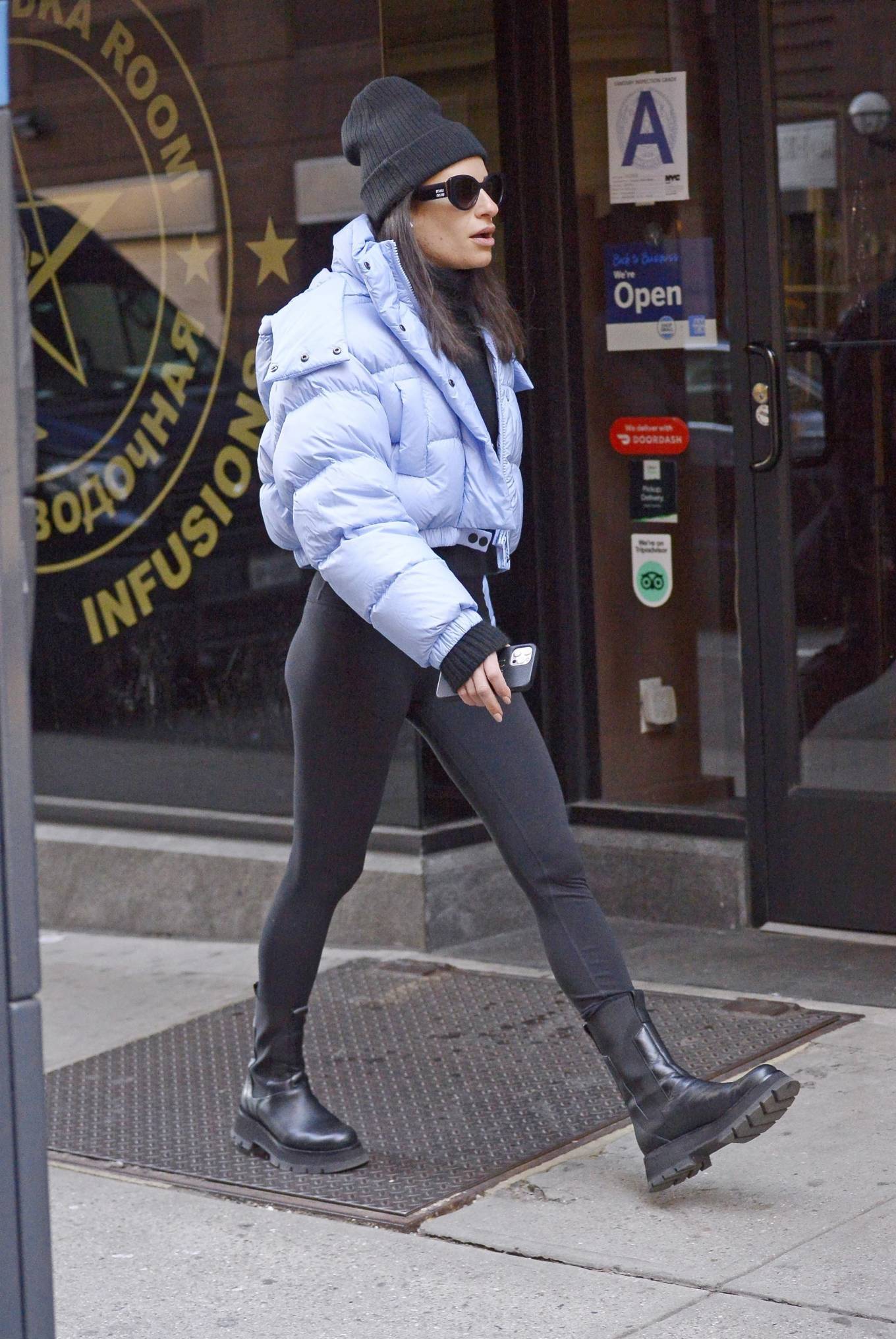Lea Michele Newyork Purple Puffer Jacket