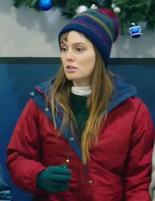Leighton Meester Exmas 2023 Red Hooded Jacket