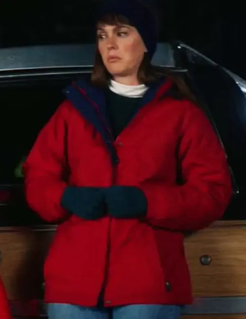 Leighton Meester Exmas 2023 Red Hooded Jacket