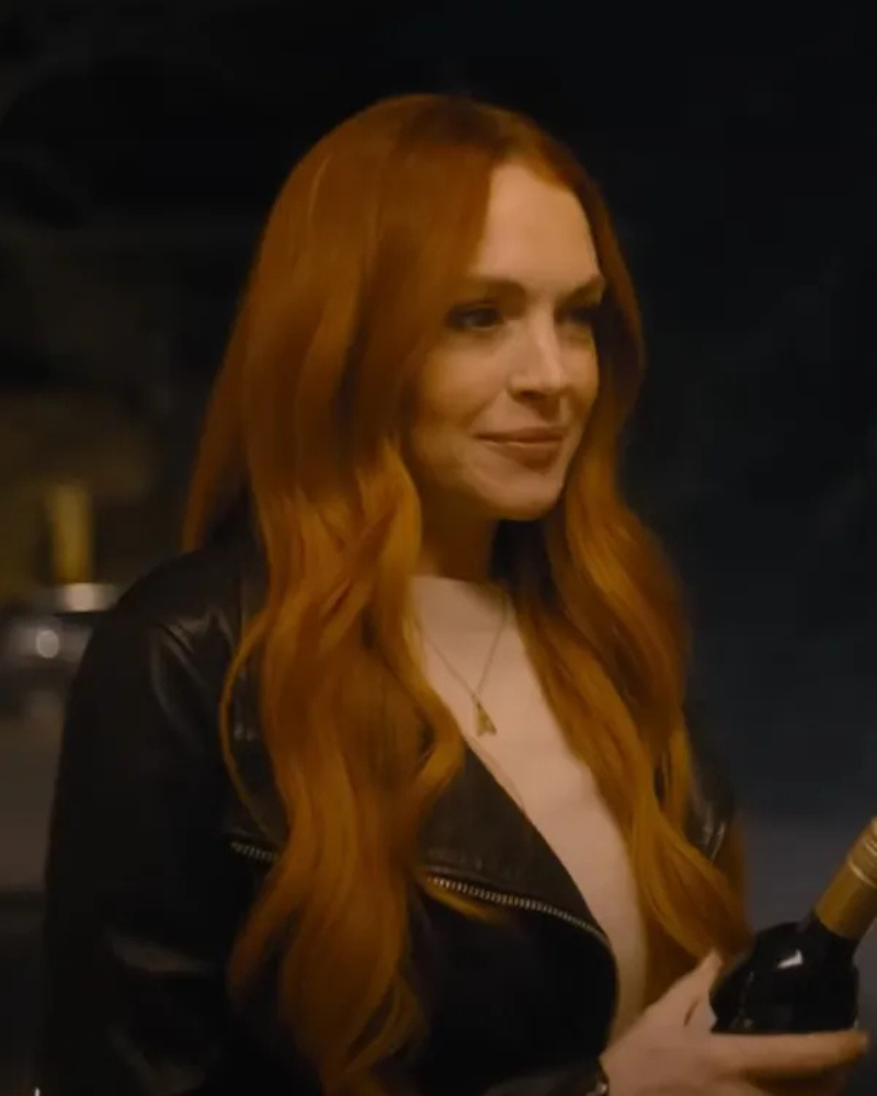 LindsayLohanOurLittleSecretBlackLeatherJacket